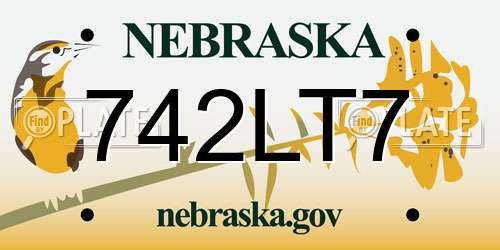 742LT7 Nebraska License Plate