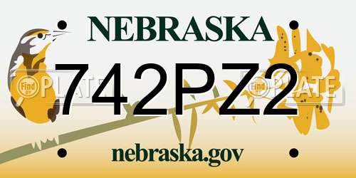 742PZ2 Nebraska License Plate