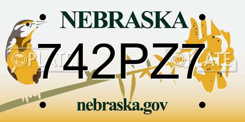 742PZ7 Nebraska License Plate