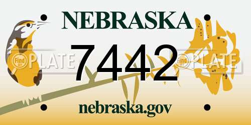 7442 Nebraska License Plate