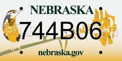744B06 Nebraska License Plate