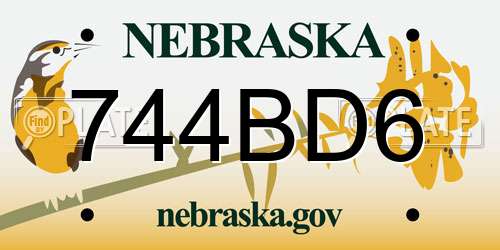 744BD6 Nebraska License Plate