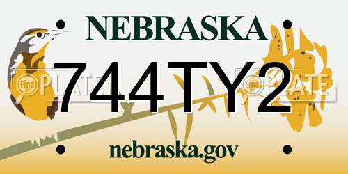 744TY2 Nebraska License Plate