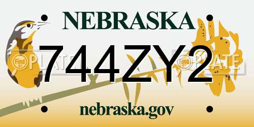 744ZY2 Nebraska License Plate