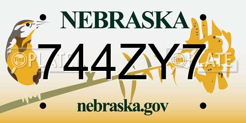 744ZY7 Nebraska License Plate