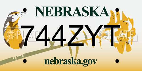 744ZYT Nebraska License Plate