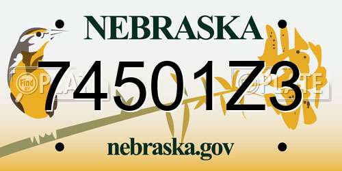 74501Z3 Nebraska License Plate