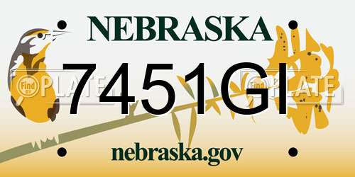 7451GI Nebraska License Plate