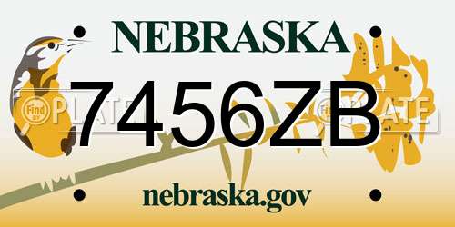 7456ZB Nebraska License Plate