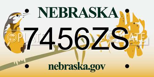 7456ZS Nebraska License Plate