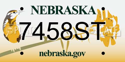 7458ST Nebraska License Plate