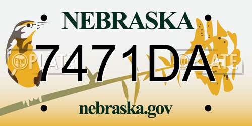 7471DA Nebraska License Plate