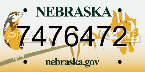 7476472 Nebraska License Plate