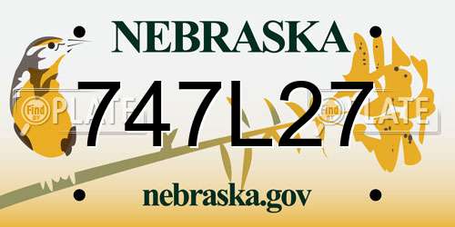 747L27 Nebraska License Plate