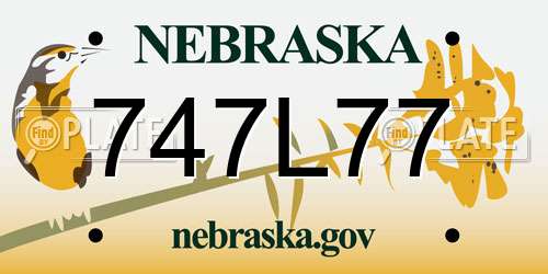 747L77 Nebraska License Plate