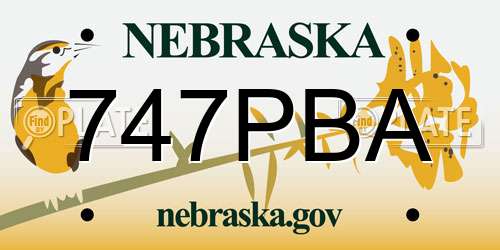 747PBA Nebraska License Plate