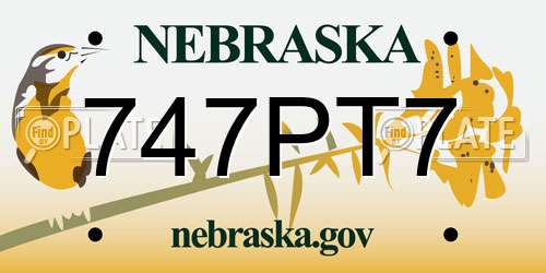 747PT7 Nebraska License Plate