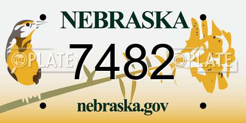 7482 Nebraska License Plate