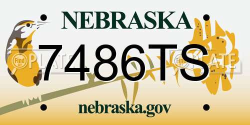 7486TS Nebraska License Plate