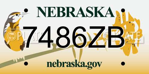 7486ZB Nebraska License Plate