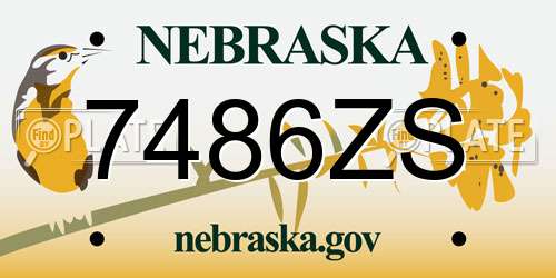 7486ZS Nebraska License Plate