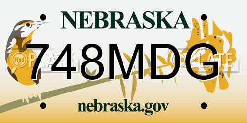 748MDG Nebraska License Plate