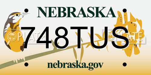 748TUS Nebraska License Plate
