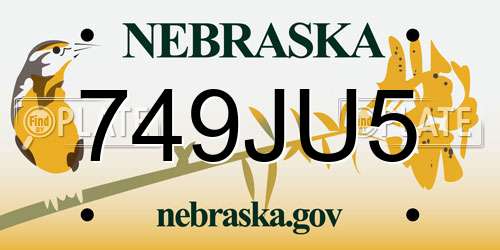 749JU5 Nebraska License Plate