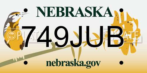 749JUB Nebraska License Plate