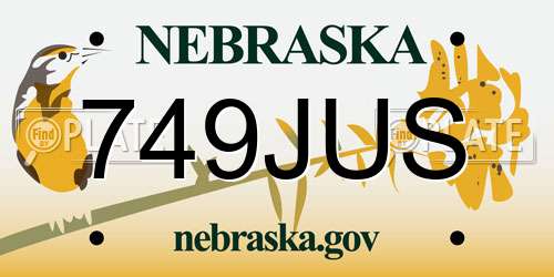 749JUS Nebraska License Plate