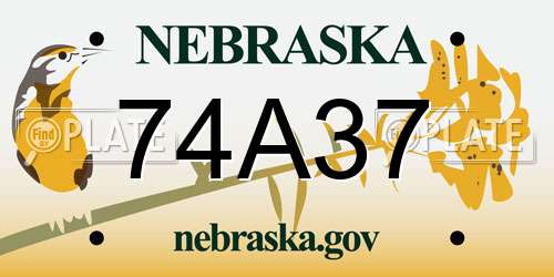 74A37 Nebraska License Plate