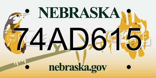 74AD615 Nebraska License Plate