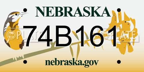 74B161 Nebraska License Plate