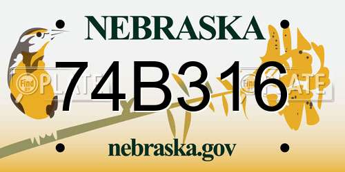74B316 Nebraska License Plate