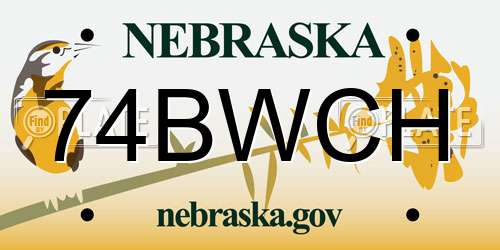 74BWCH Nebraska License Plate