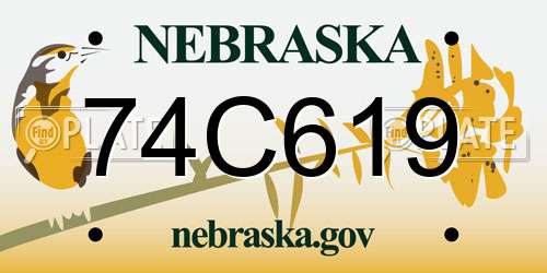 74C619 Nebraska License Plate