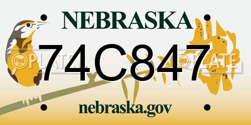74C847 Nebraska License Plate