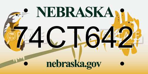 74CT642 Nebraska License Plate