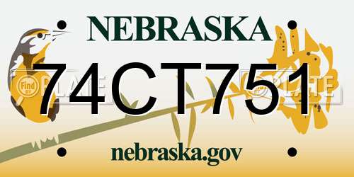 74CT751 Nebraska License Plate
