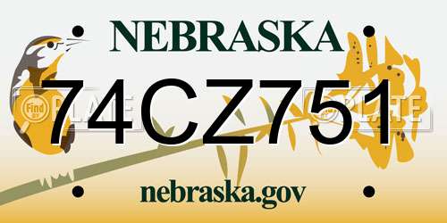 74CZ751 Nebraska License Plate