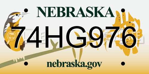 74HG976 Nebraska License Plate