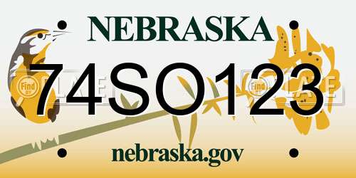 74SO123 Nebraska License Plate