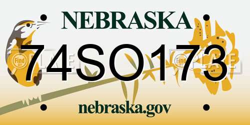 74SO173 Nebraska License Plate