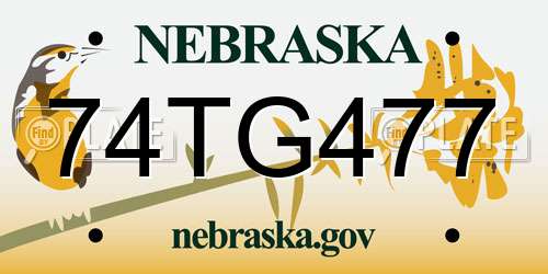 74TG477 Nebraska License Plate