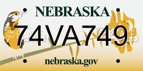 74VA749 Nebraska License Plate