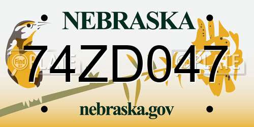 74ZD047 Nebraska License Plate