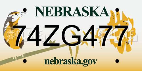 74ZG477 Nebraska License Plate