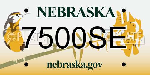 7500SE Nebraska License Plate