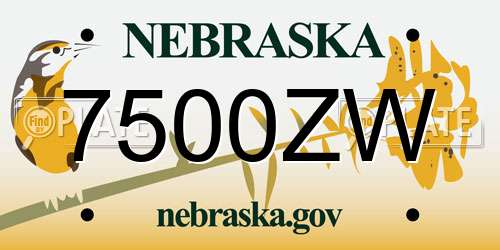 7500ZW Nebraska License Plate