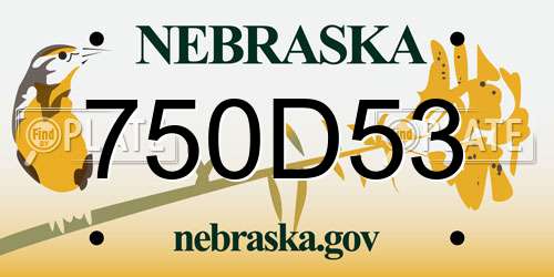 750D53 Nebraska License Plate